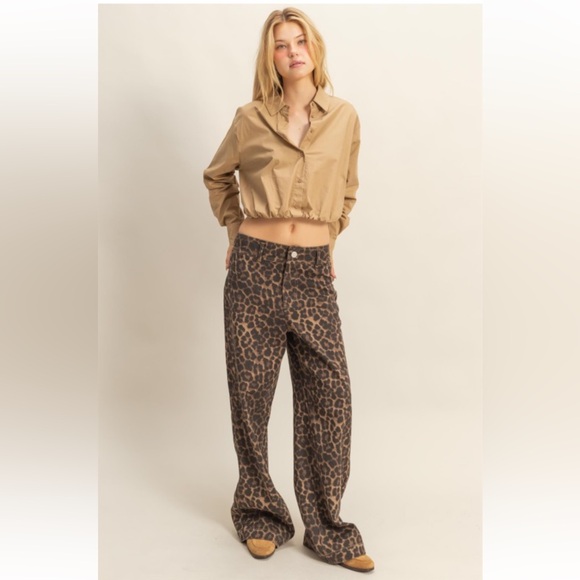 HYFVE Denim - 281. Washed Leopard print wide leg denim in brown